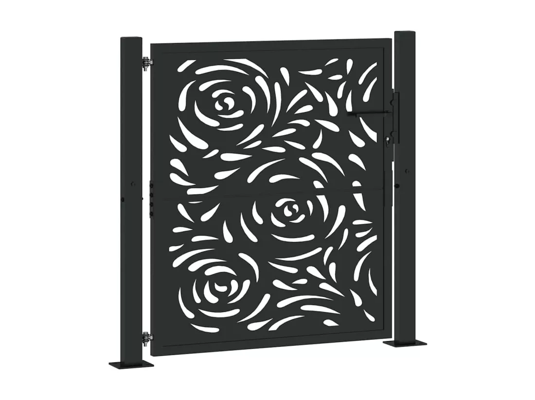 Portail de jardin noir 105x106 cm acier conception de flamme