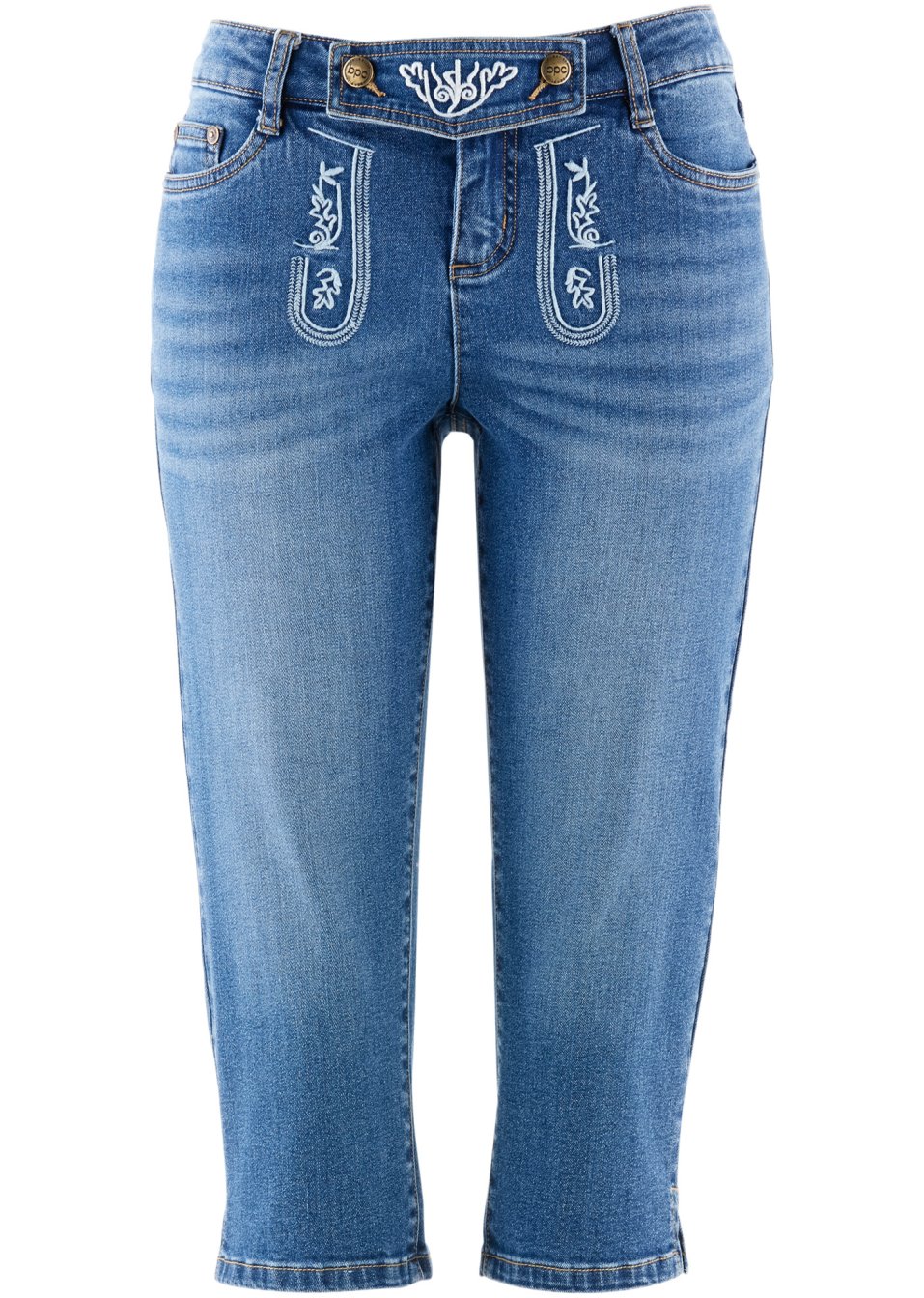 Jean bavarois avec broderie, longueur 3/4