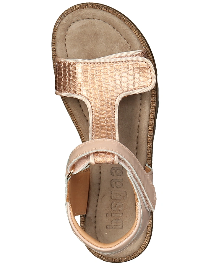 Leder-Sandalen ALMA mit Klett in grapefruit