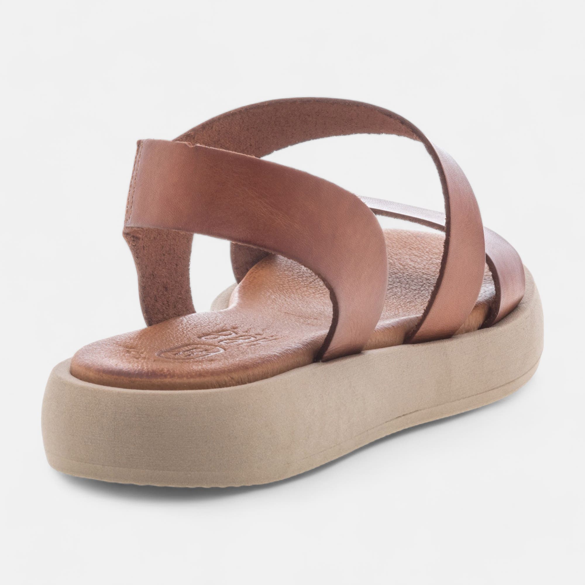 Sandales Femme en cuir cognac