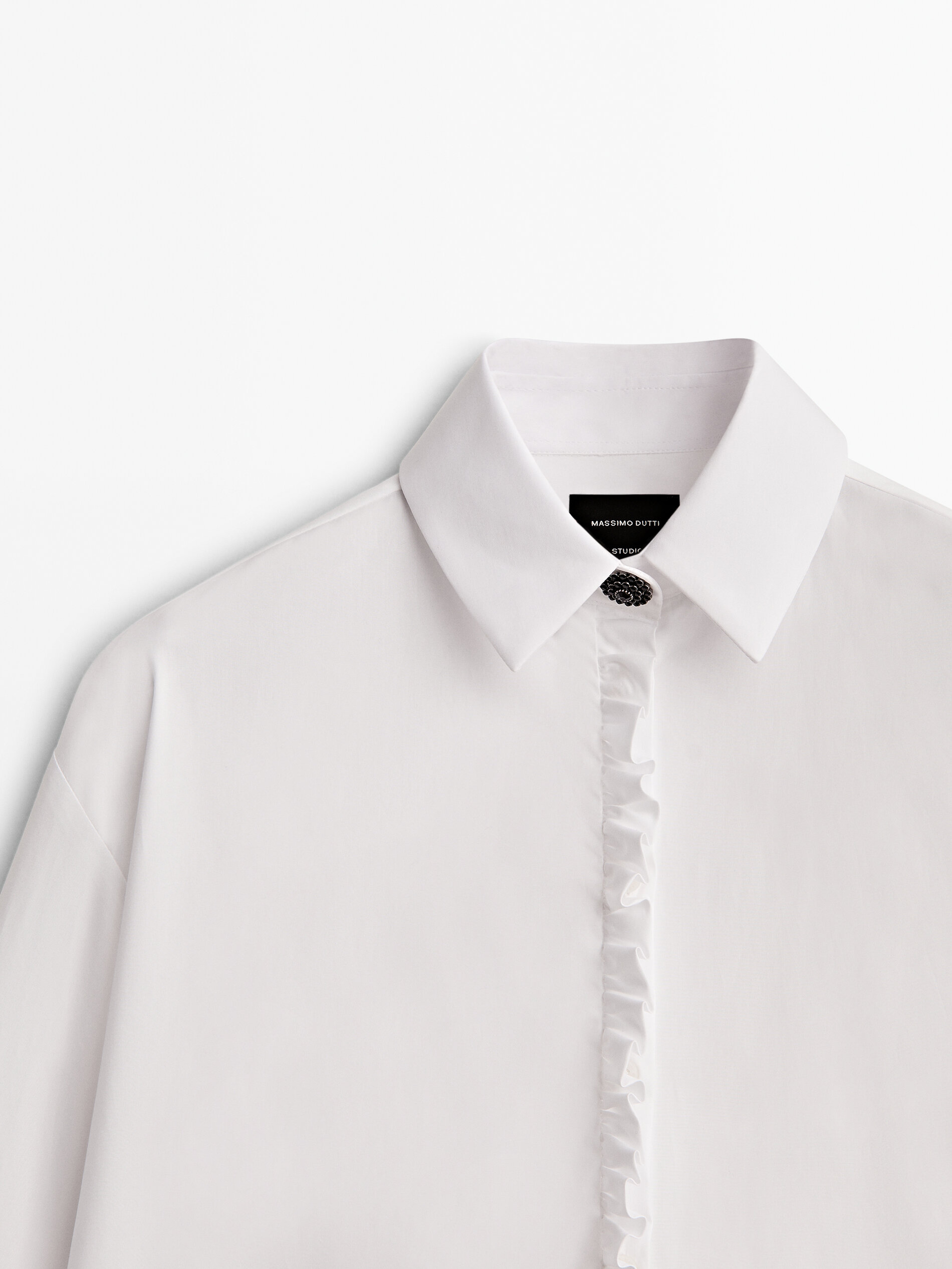 Camisa de popeline com detalhe de babado - Studio - BRANCA
