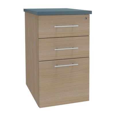 Caisson HT bureau - steely/stelly manager - Profondeur 60 cm - chene - top bleu argile