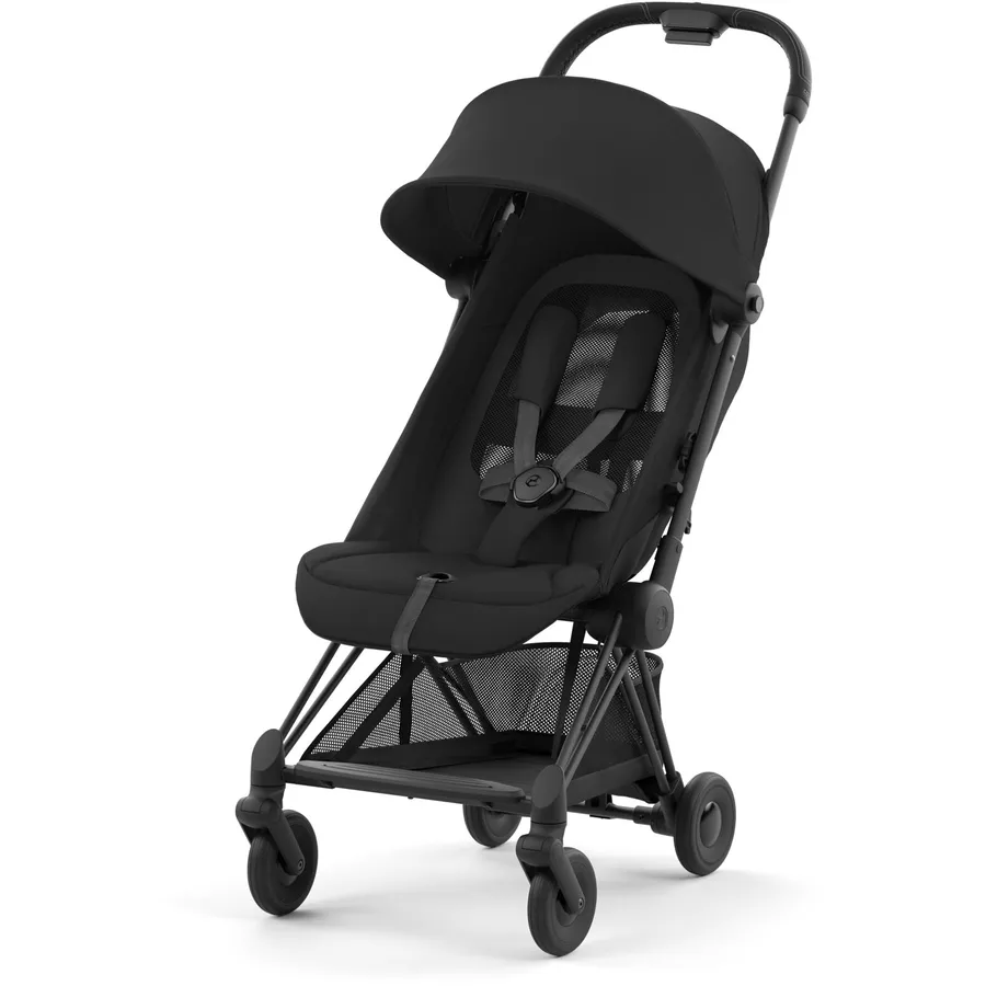 cybex PLATINUM Buggy Coya Matt Black Sepia Black inklusive Babyschale Cloud T I-Size Plus Leaf Green  und Adapter