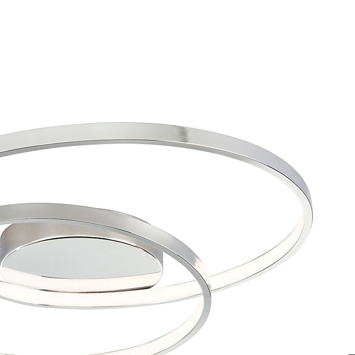 Plafonnier LED intégrée dimmable 2900lm 30W blanc chaud GoodHome Pegmati effet chromé L.47 x l.45 x H.9.5 x P.47 cm