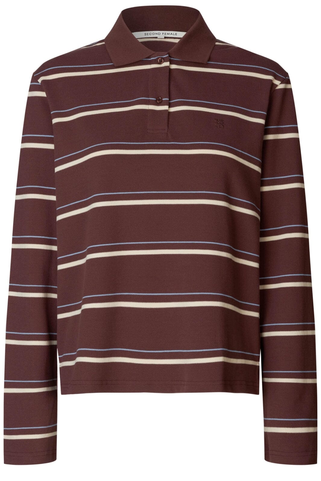 Second Female Lovella Striped Polo LL Tee 59836 bitter chocolate