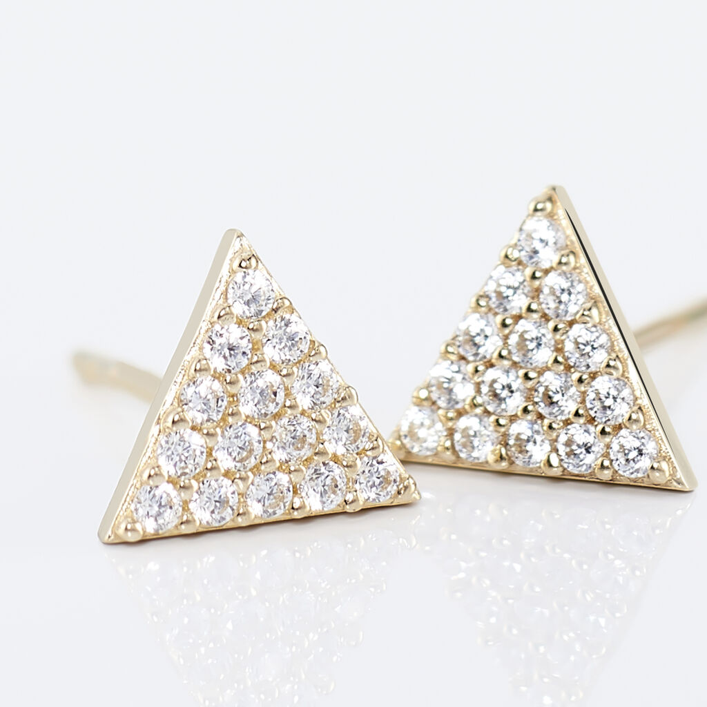 Boucles D'oreilles Puces Eloane Triangle Or Jaune Oxyde De Zirconium