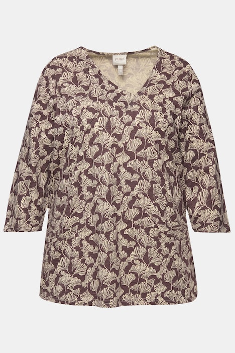 Shirt, Biesen, V-Ausschnitt, 3/4-Arm, Biobaumwolle
