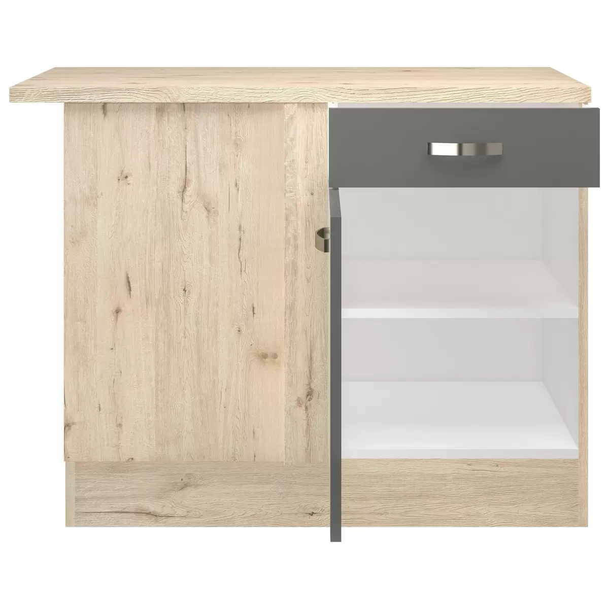 Eckunterschrank Shadow grau,Eiche