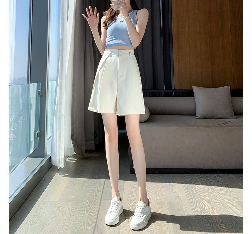 Janunu - Hoge taille effen jurk shorts