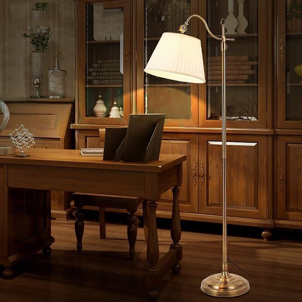 Stehlampe Wohnzimmer Vintage Stehlampe mit Fernbedienung, 12W LED Retro Stehleuchte Dimmbar mit Schirm aus Stoff, E27 Fassung, für Schlafzimmer Arbeitszimmer, Bronze