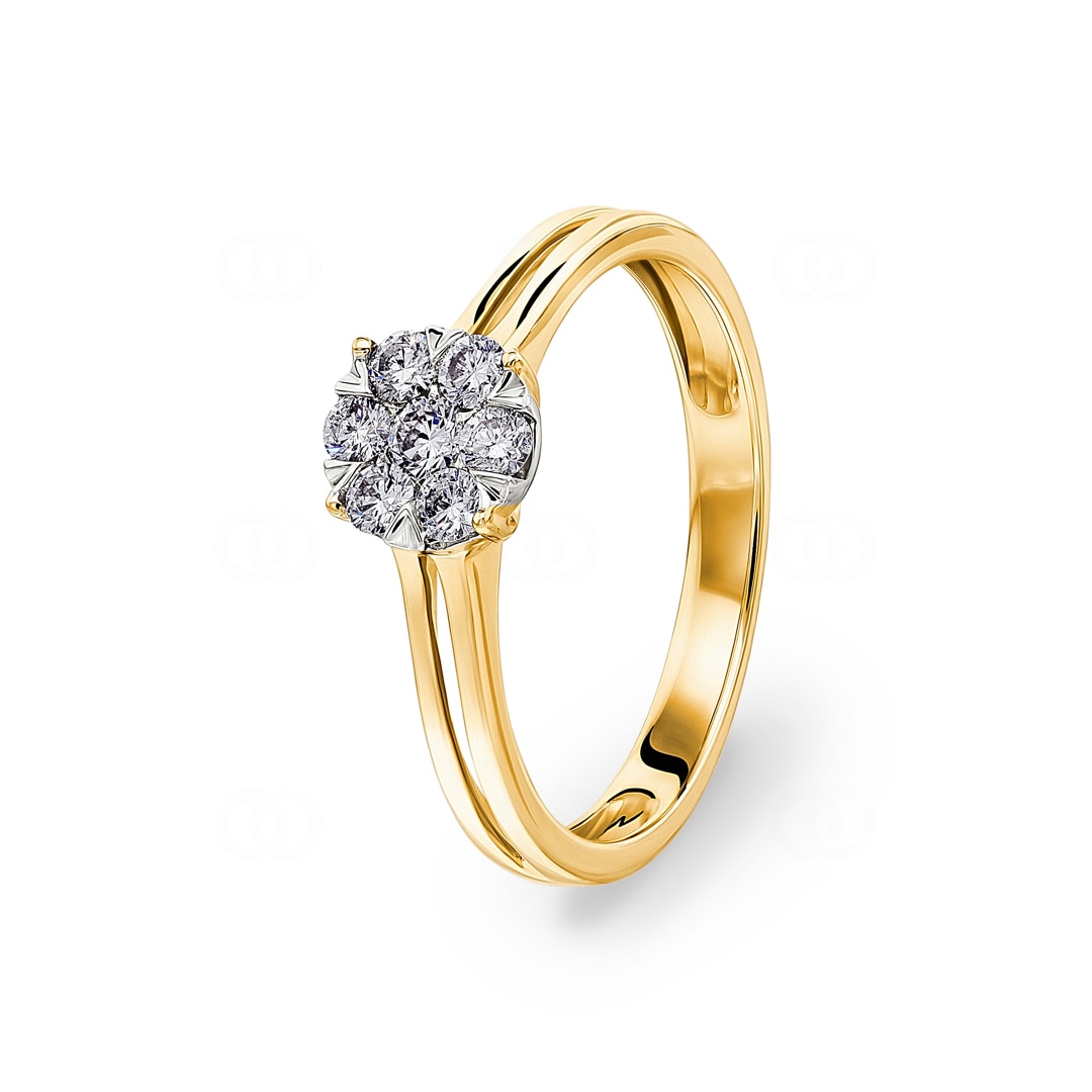 Verlobungsring 750/18 K Gelbgold mit Diamanten 0.33 ct H/si