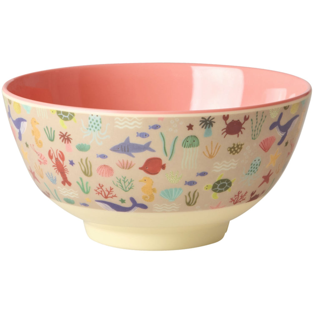 Køb Rice Melamin Skål Med Coral Ocean Print - Medium - 700 Ml