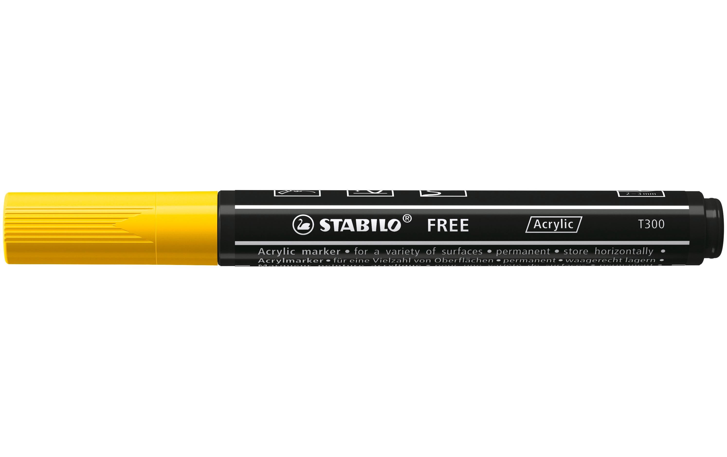 Acrylmarker Free Acrylic T300 GelbMarker mit pigmentierter, wasserbasierter Tinte