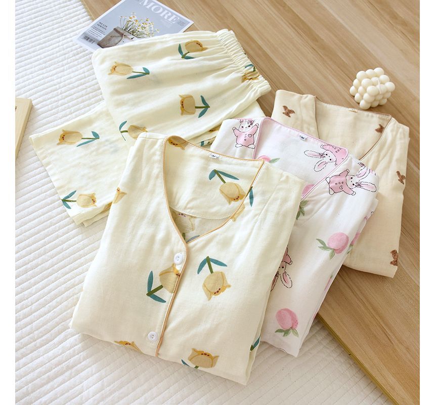 Somnus - Zwangerschapspyjamaset: top met lange mouwen en print + broek