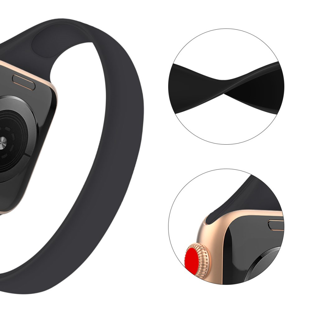 Apple Watch (40/38mm) Silikon Sport Armband (Gelenkumfang: 180mm) - Schwarz