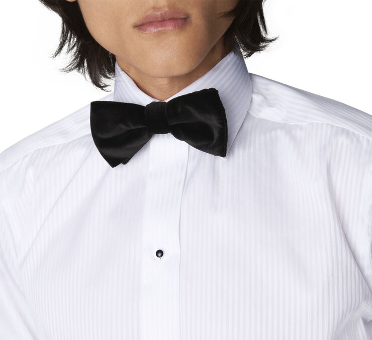 ETON White Striped Satin Tuxedo Shirt - Slim Fit Hvid
