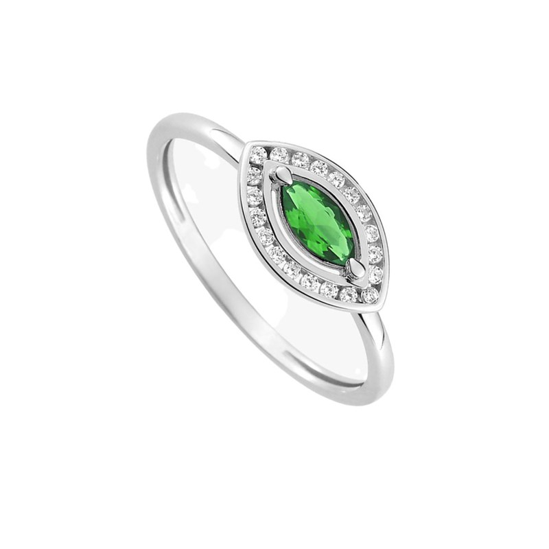 Bague Femme - Emeraude - Oxyde de zirconium - Or 18 Carats