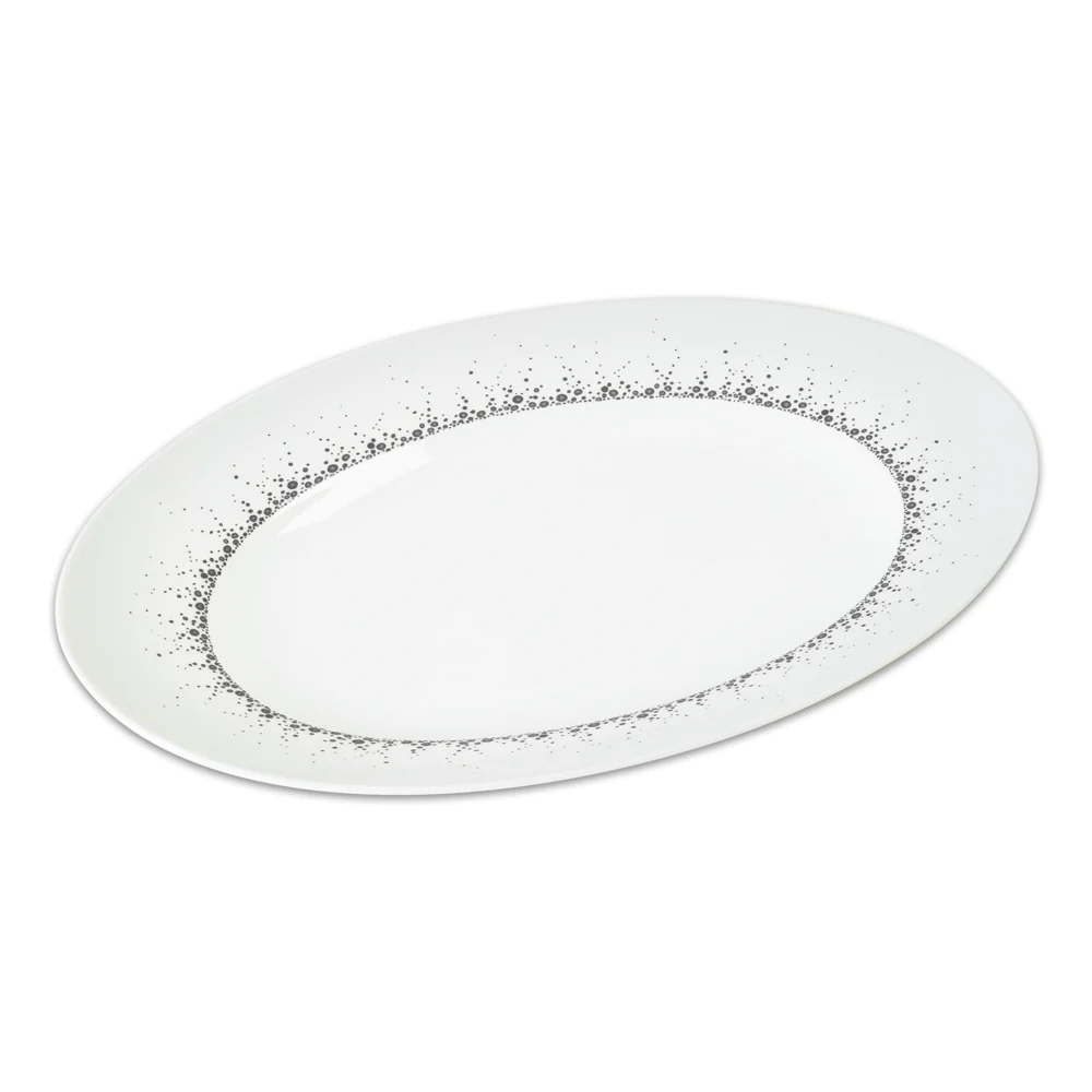 Plat ovale Boréalis gris 35 cm Table passion