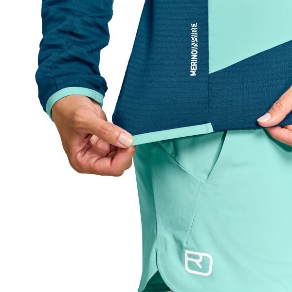 Veste polaire randonnée ORTOVOX LADIZ HYBRID JACKET W PETROL BLUE