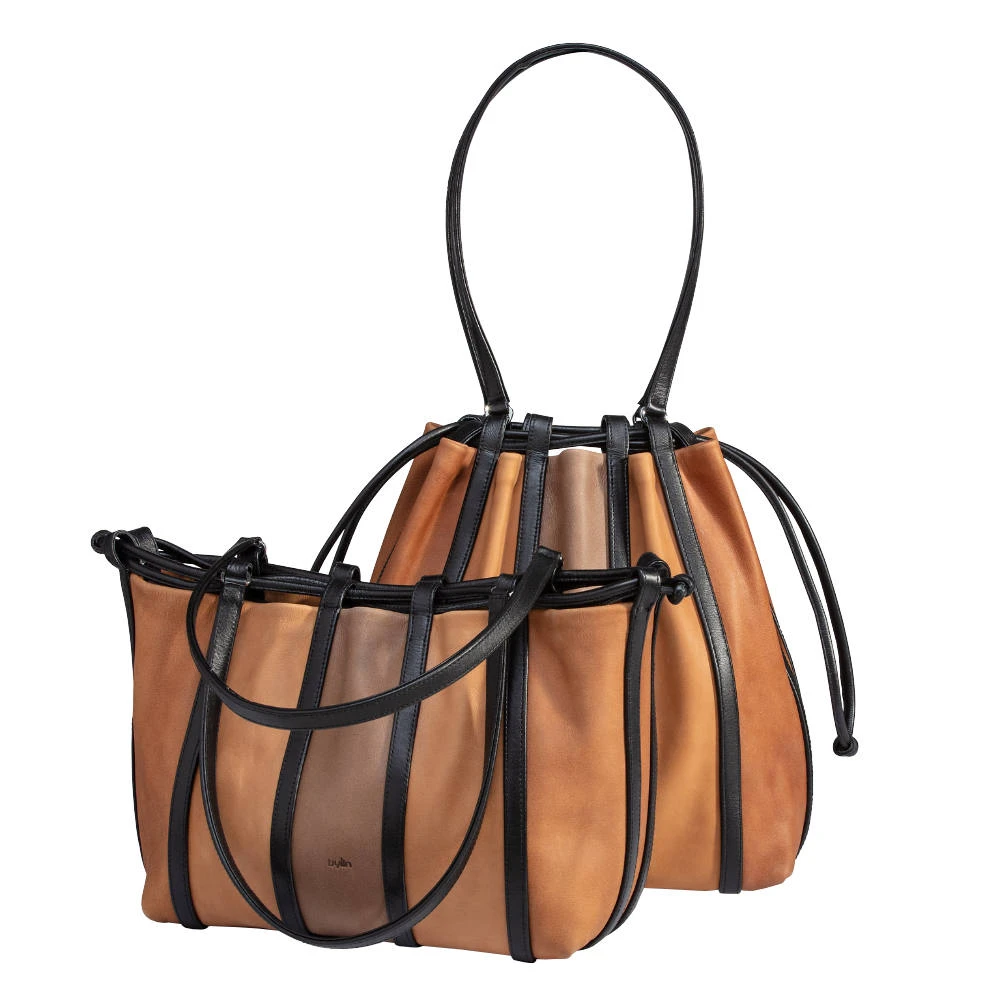 Ricefield Handbag Blue-Camel Vintage Leather