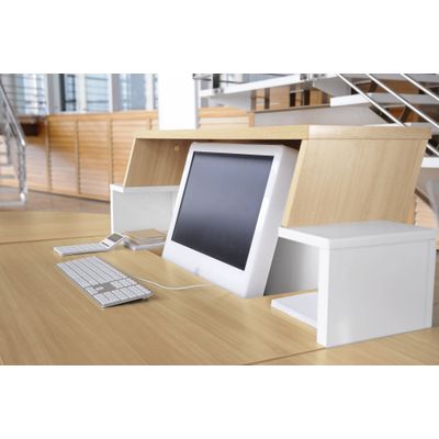 Banque d'accueil en angle à 90° SUNDAY - L83 x H74 x P83 - Chêne
