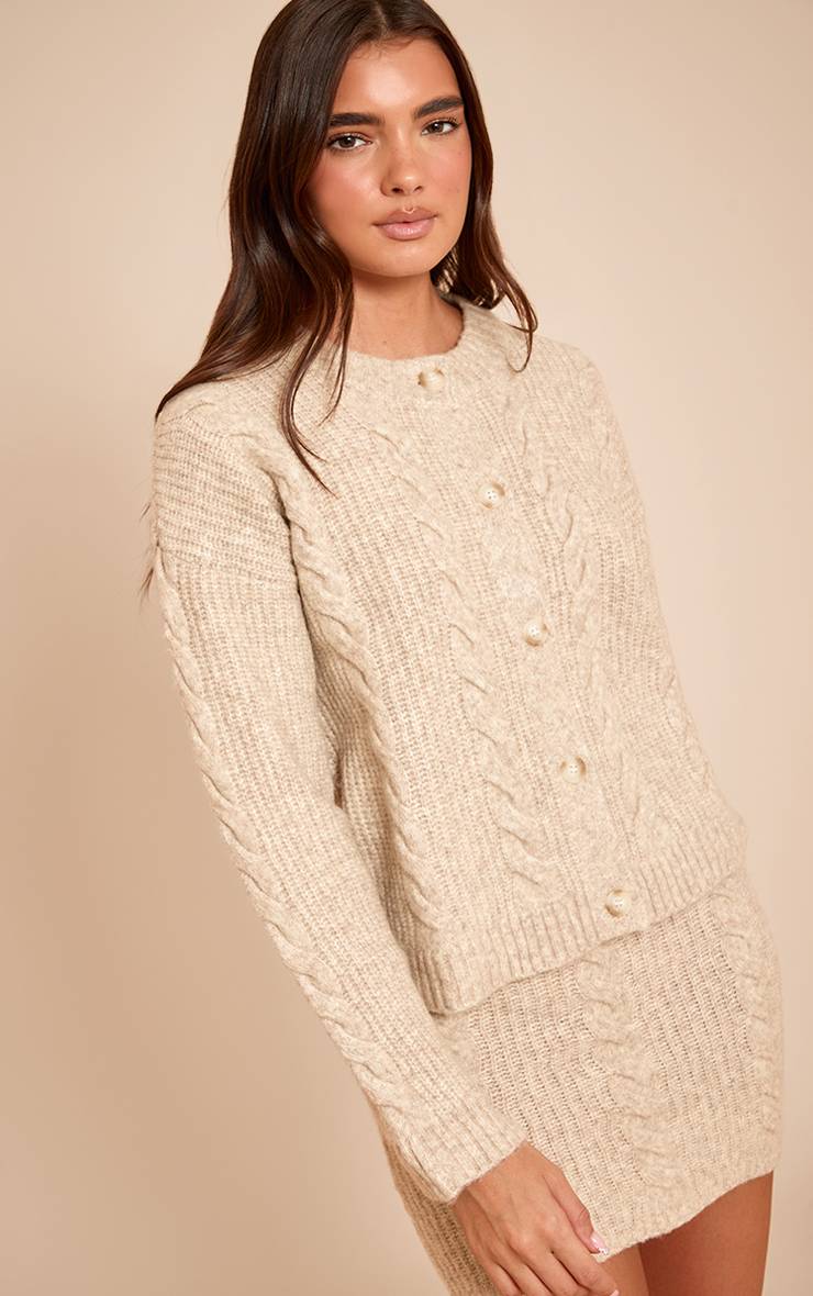 Gris Pierre Mini-jupe En Maille Torsadée