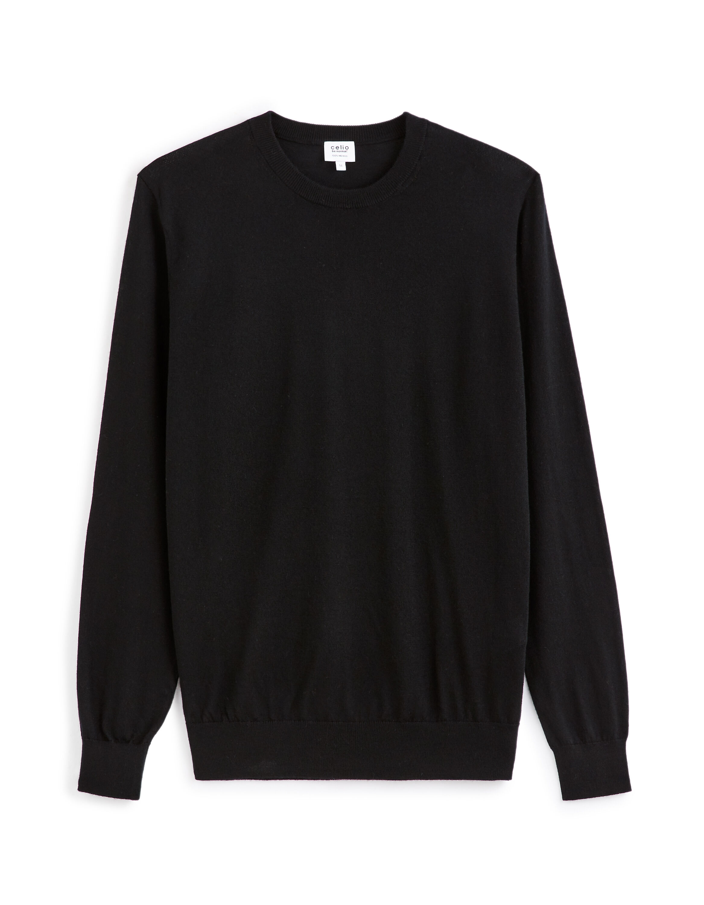 Pull col rond 100% laine mérinos - noir