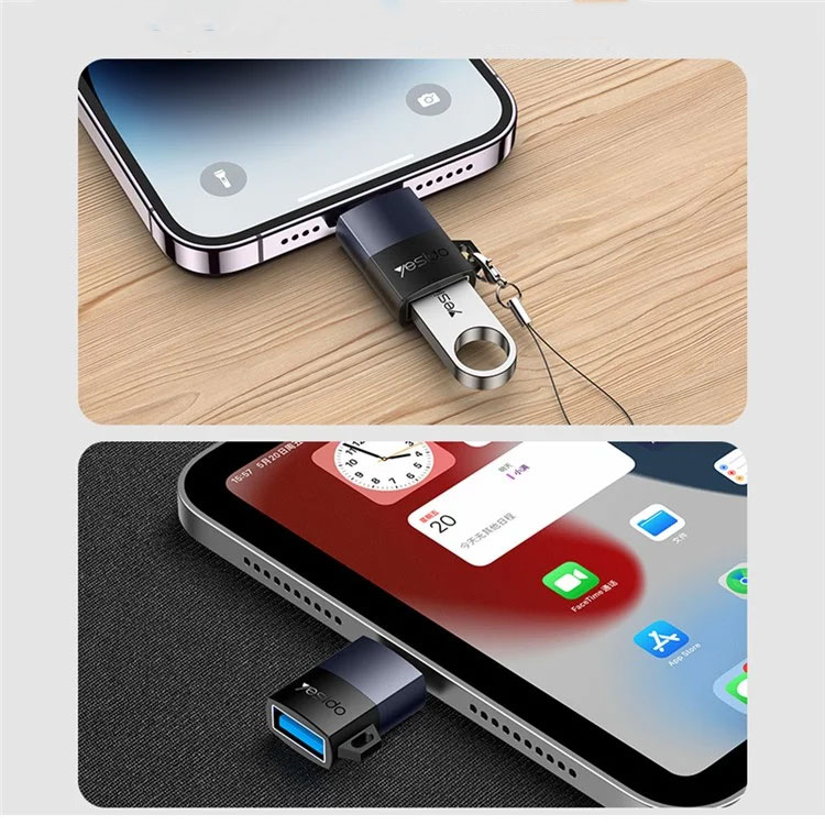 OTG Aluminium USB 2.0 (m) auf Lightning Adapter (w) mit bis zu 480 Mbit/s Datenübertragung - Schwarz