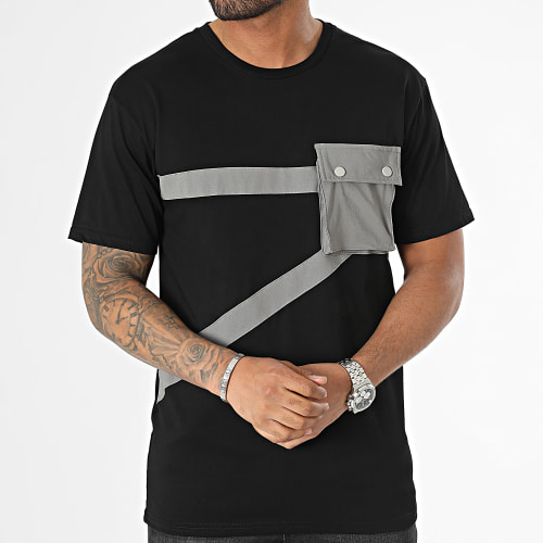Tee Shirt Poche Noir Gris