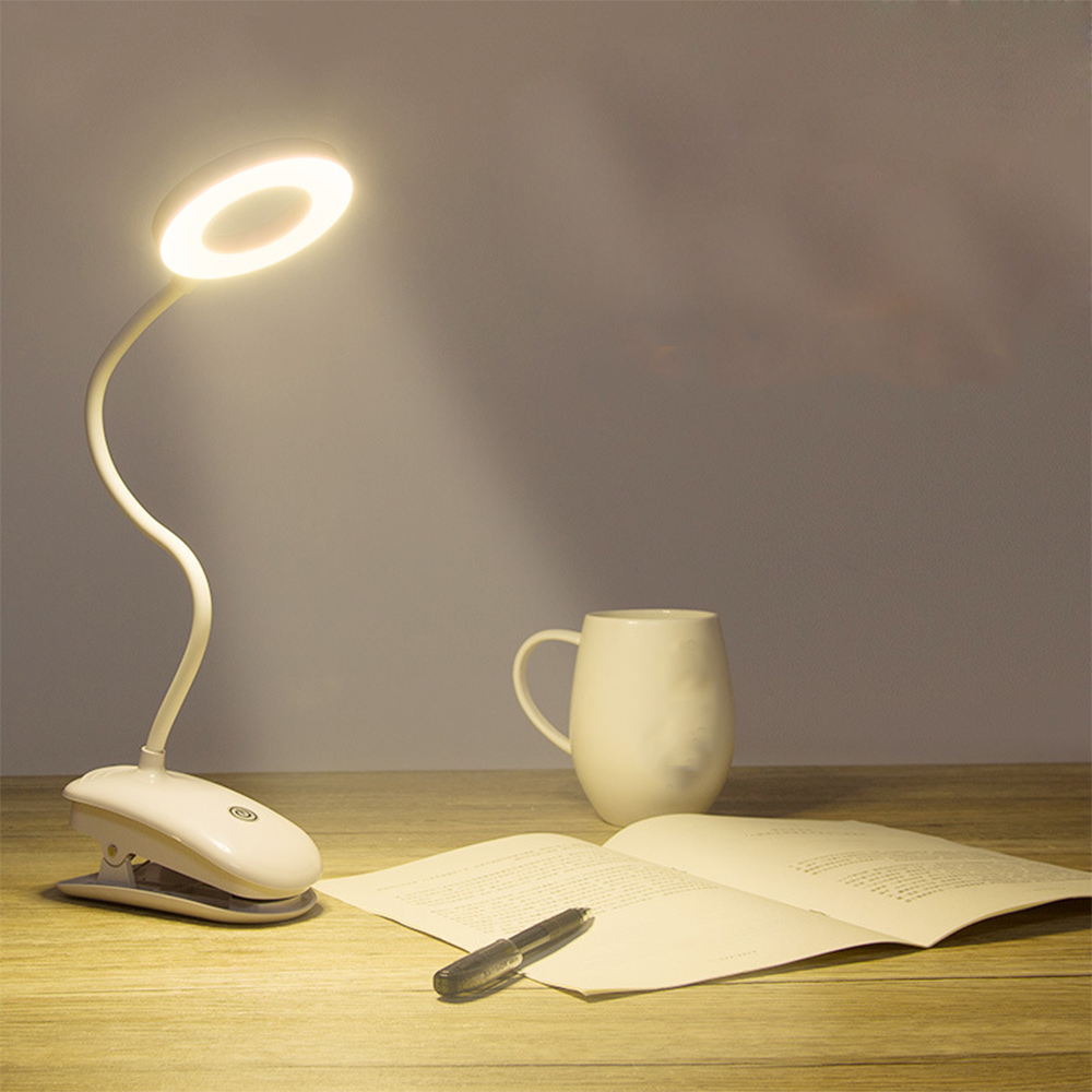 (43cm) Flexible Clip LED Lese Lampe Schwanenhals mit 3 Helligkeitsstufen und Touch Control - Warmweiss