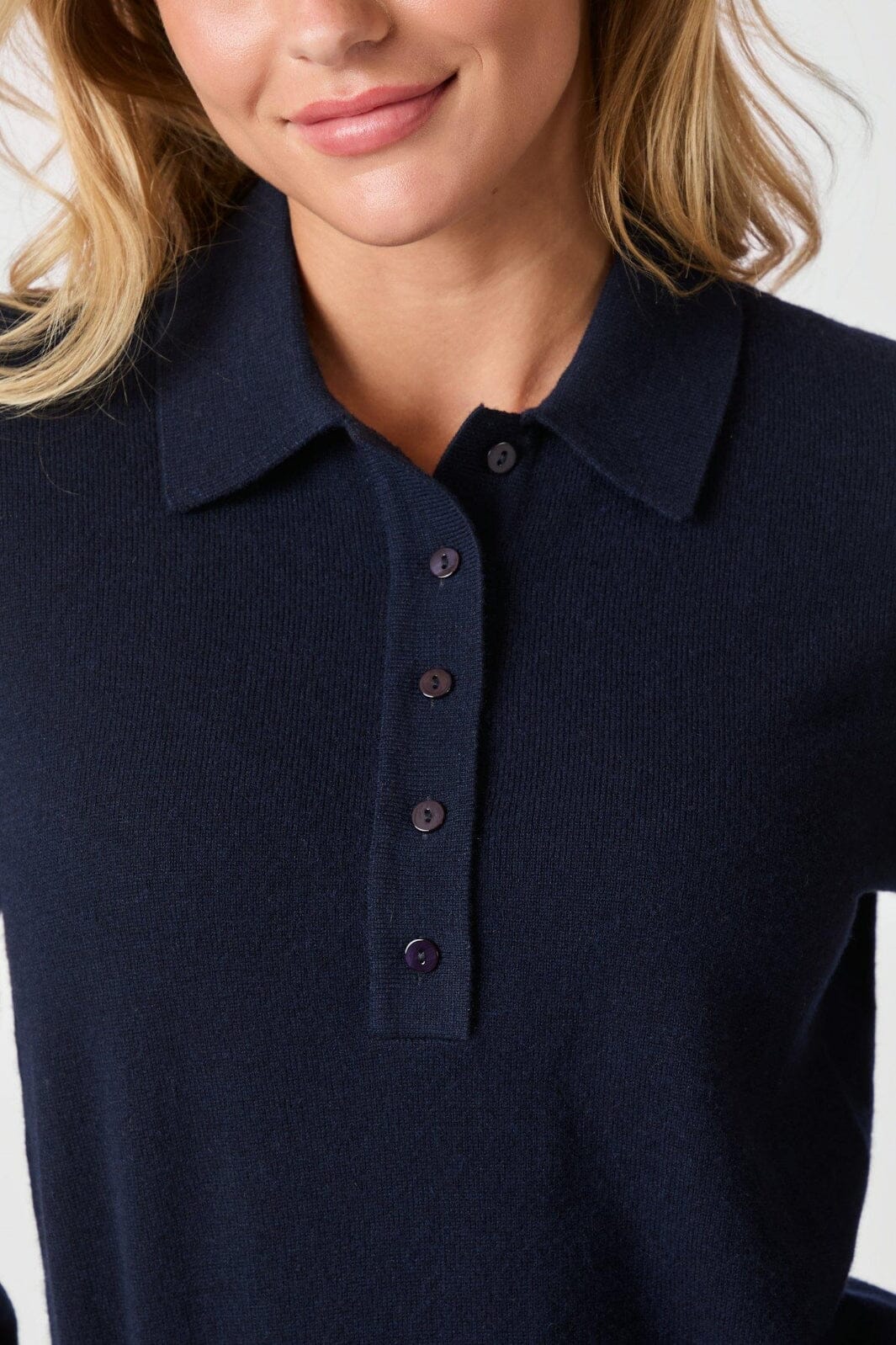 Neo Noir Genea Knit Polo Blouse 163891 navy