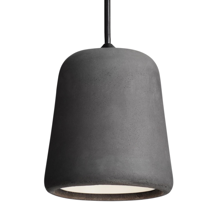 New Works Material hanglamp Ø13 zwart snoer, donkergrijs beton