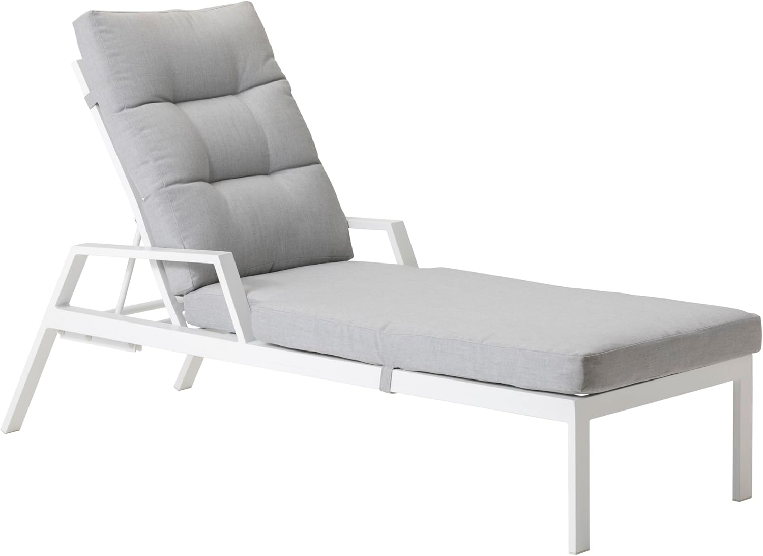 Dehner Gartenliege Formentera, Sonnenliege inkl. wasserabweisendem Polster, verstellbar, 66 x 97 x 188.5 cm (B/H/T), Sitzhöhe 42 cm, Aluminium/Polyester, weiß