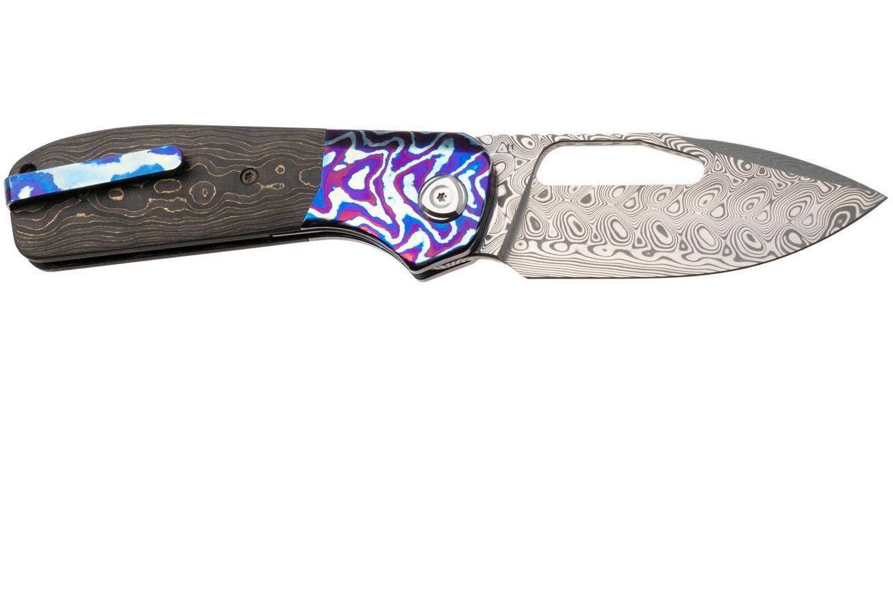 Liong Mah Field Duty 3.5 Damasteel, FatCarbon Gold Camo MokuTi Inlay, zakmes