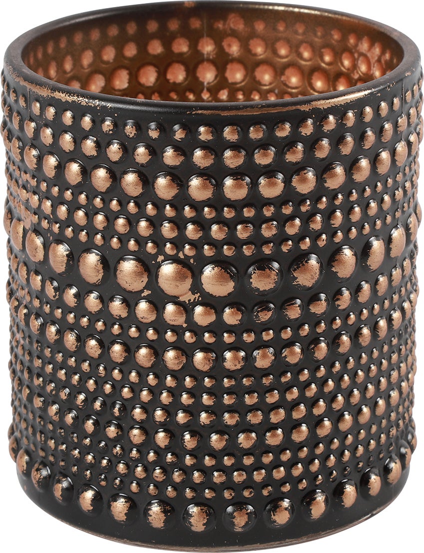 Countryfield waxinelichthouder Nelle zwart / goud D 7 H 8 cm