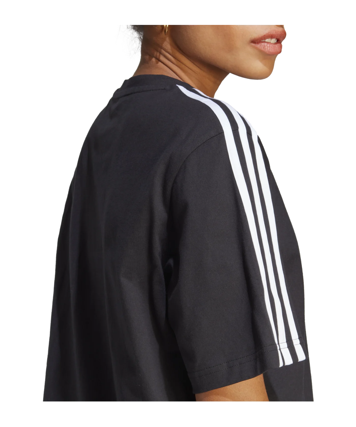 adidas Essentials 3-Stripes T-Shirt Damen Schwarz Boyfriend Tee D Black