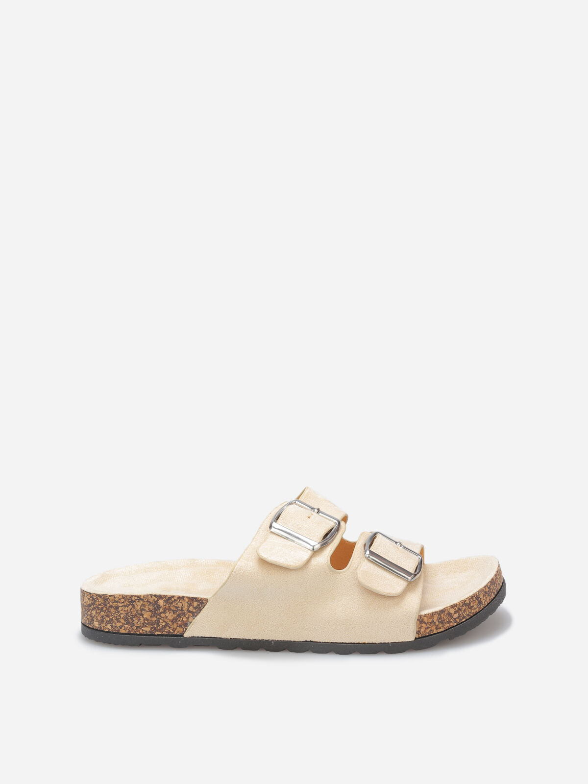 Mules en suédine à boucles oversize- Beige