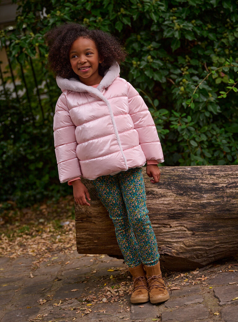 Parka rose et gris réversible pour fille
