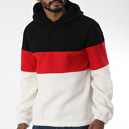 Sweat Capuche Fourrure F22214 Blanc Noir Rouge