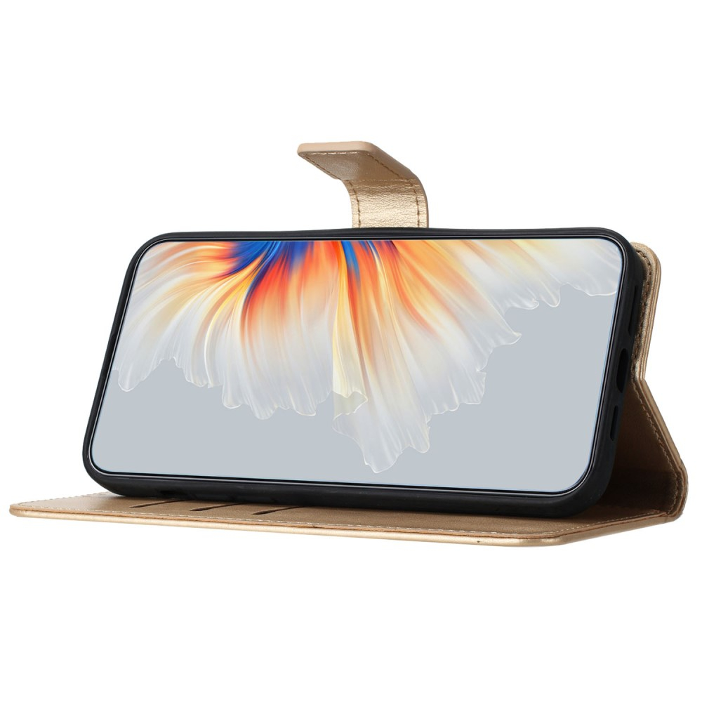 iPhone 16 Pro Leder Tasche Wallet - Mandala Flowers Imprint - Gold