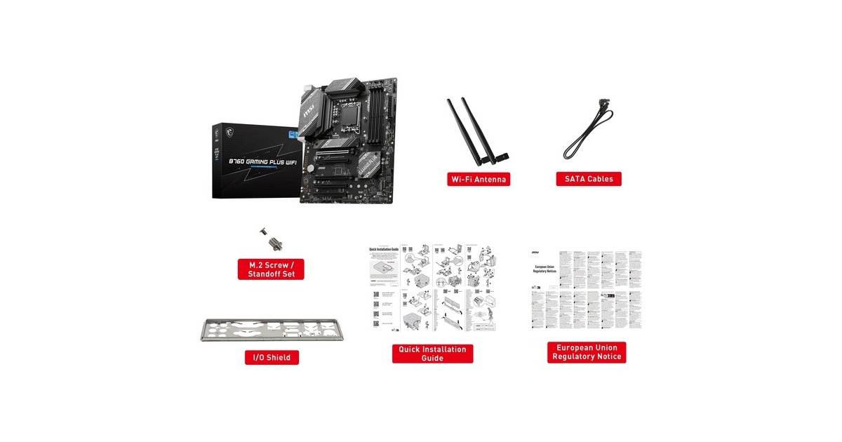 MSIB760 GAMING PLUS WIFI socket 1700 moederbord  (Grijs/zwart, RAID, 2.5Gb-LAN, Wi-Fi 6E, BT, Sound, ATX)