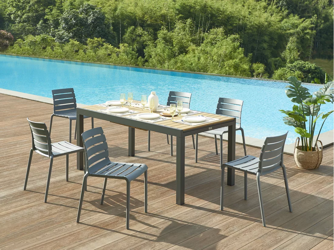Lot de 2 chaises de jardin empilables en polypropylène - Anthracite - PANDJI de MYLIA