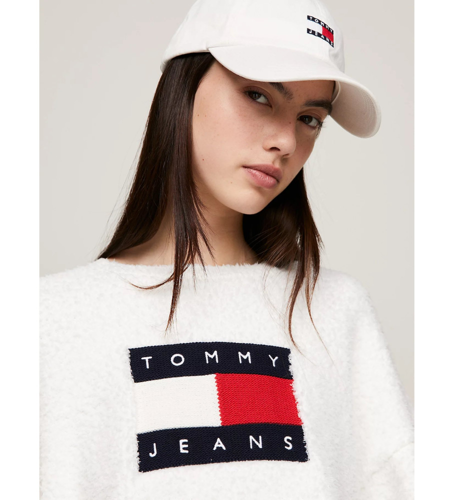 Suéter Tommy Jeans branco folgado com logo