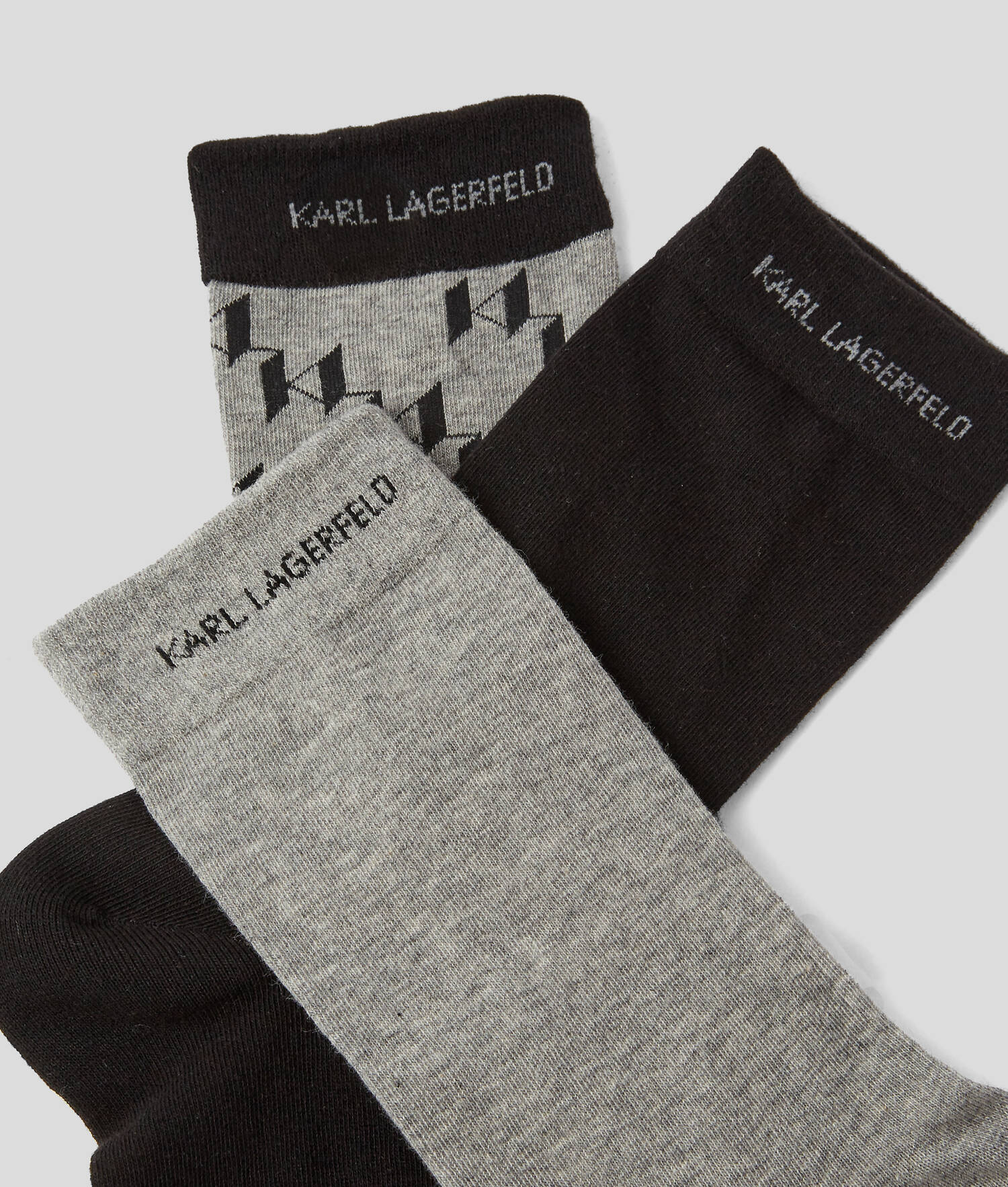 CHAUSSETTES KL MONOGRAM - LOT DE 3 PAIRES - Noir/Gris