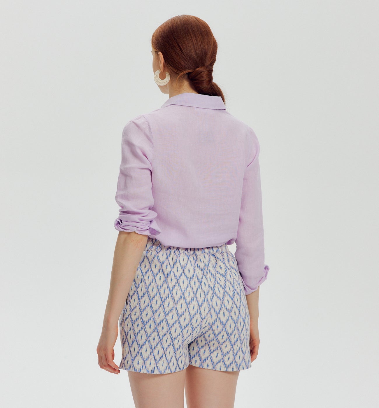 Short en jersey tissé - Imprimé bleu