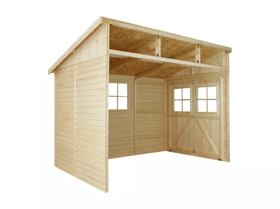 Abri de Jardin en Bois (sans paroi latérale) AVEC LES PLANCHERS IMPRÉGNÉ - 6 m2 - TIMBELA M339+M339G