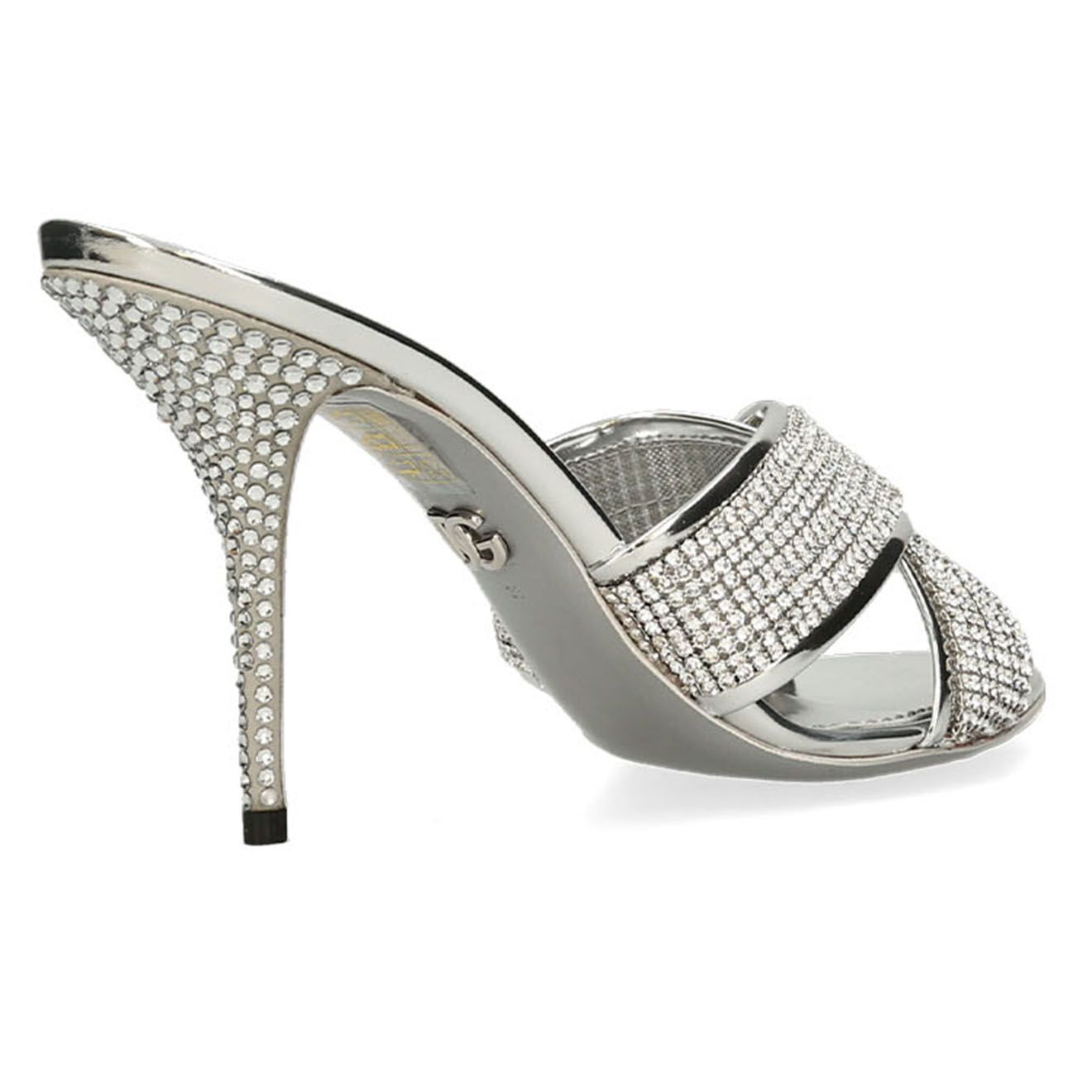 Dolce & Gabbana Mules en Cuir DG Light argentées - Talon 8.5 cm
