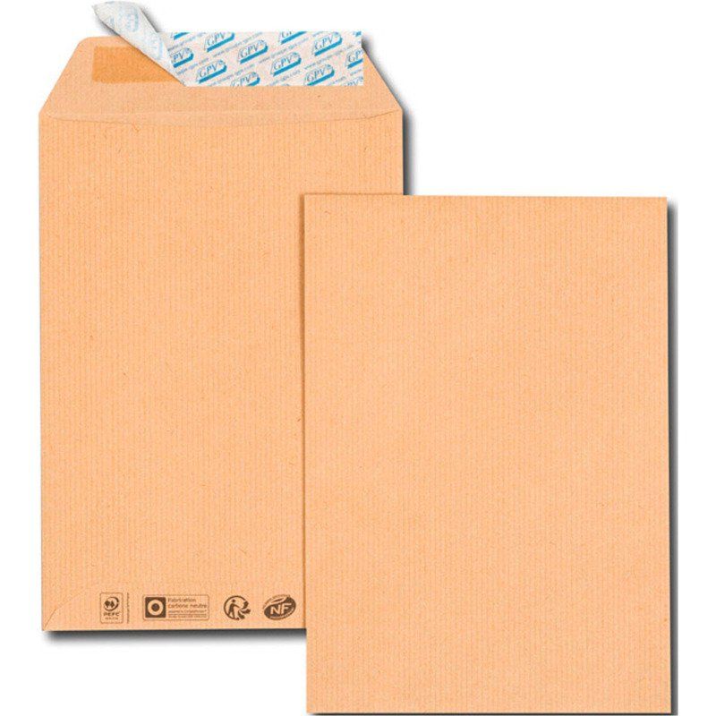 Pochette kraft brun C5 162 x 229 mm GPV 90 g sans fenêtre - Boîte de 500