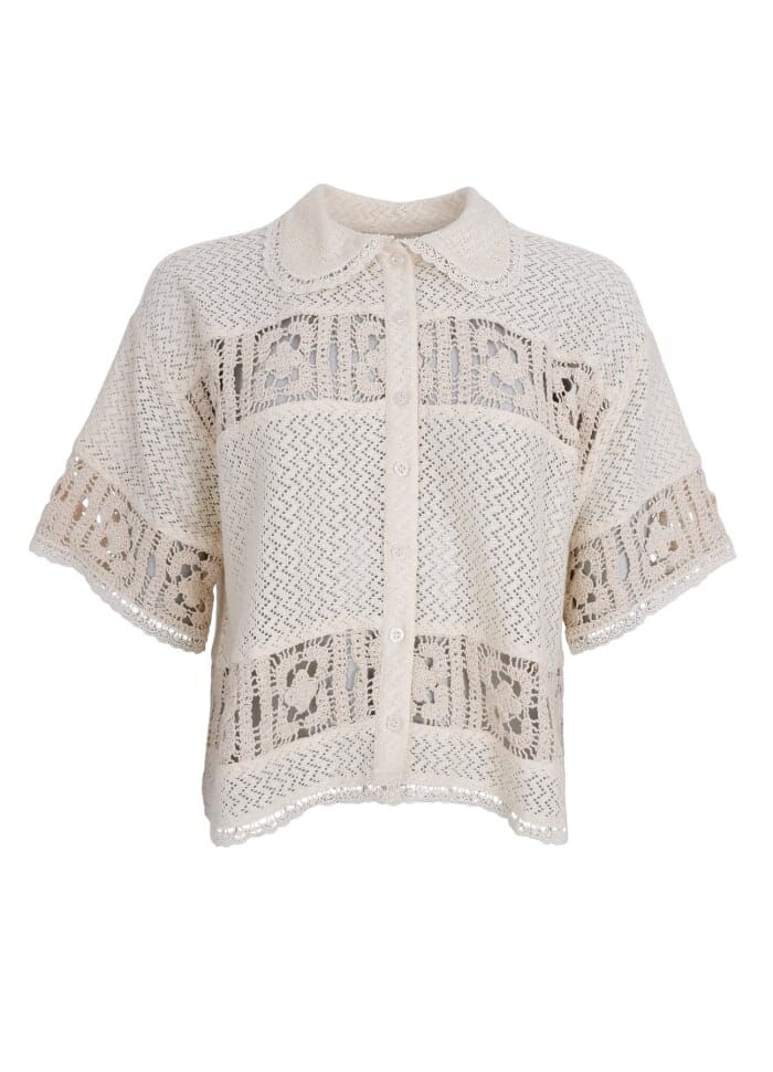 Black Colour Bcibiza Short Crochet Blouse