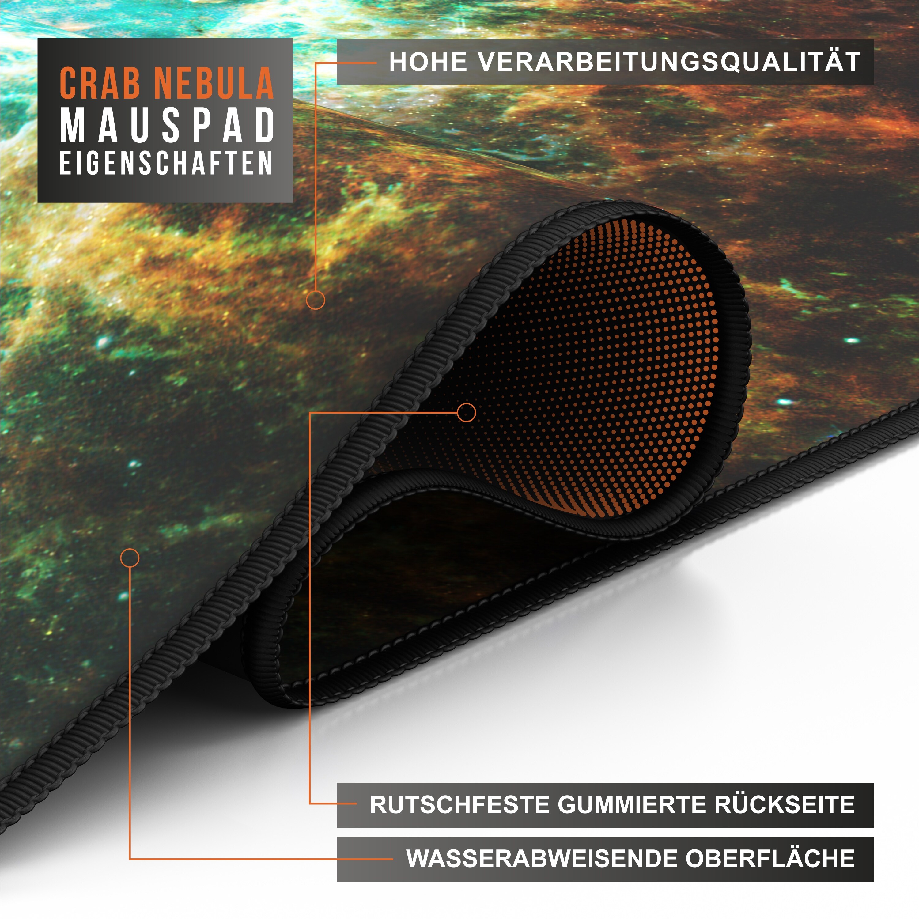 CSL Gaming Mauspad, XXL Schreibtischunterlage 900 x 400mm, Präzision & Geschwindigkeit, Galaxie